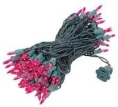 Novelty Lights 50 Feet 100 Bulbs Pink Incandescent Mini Lights, Green Wire