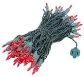 Novelty Lights 50 Feet 100 Bulbs Red on Green Wire Incandescent Mini Lights