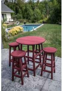 Durable Recycled Plastic Outdoor Round Patio Bar Table, Red Rock