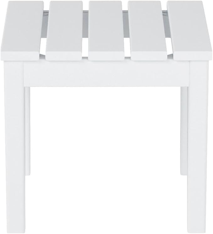 Costaelm Small Outdoor Side Table, Patio End Table Weather Resistant Outdoor Coffee Table, Square Conversation Table for Indoor, Porch, Balcony, Garden, Poolside, Deck, White