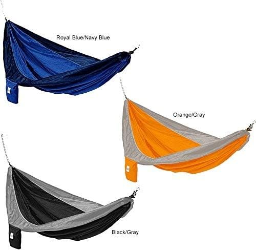 Parachute Silk Lightweight Portable Double Hammock, Black/Grey