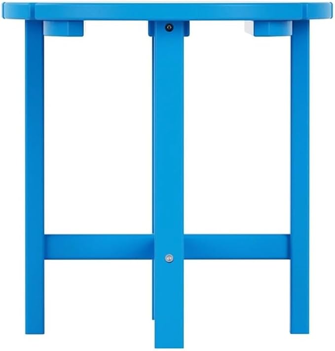 Costaelm Round Outdoor Side Tables, Adirondack Patio Tables for Outside, HDPE Patio End Table Weather Resistant, Balcony Table for Pool, Seaside, Backyard, Porch, Indoor Companion, Pacific Blue