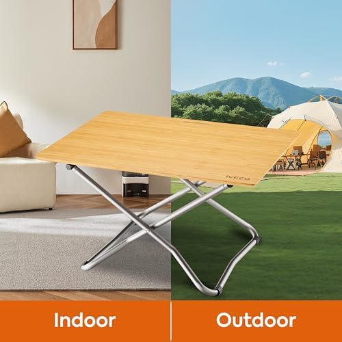 ICECO Camping Table, Folding Table, Beach Table with Carrying Bag, for Outdoor, Picnic, BBQ, Cooking, Festival