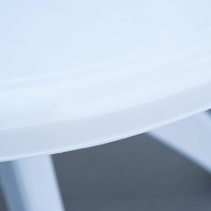 Outsunny 36.25" Dia Round Plastic Patio Table with Umbrella Hole, Outdoor Bistro Dining Table, for Bar, Garden, Backyard, Poolside, Yard, White