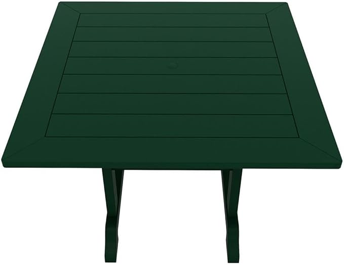 Costaelm Square Outdoor Dining Tables, 43'' Patio Table with Umbrella Hole for 4 Person, Balcony Outdoor Buffet Porch for Outside Lawn Porch Bistro Furniture, Dark Green