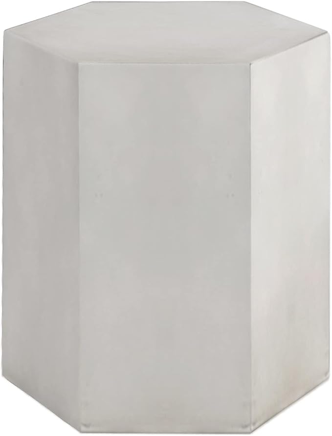 SUNBURY Concrete Side Table, 16" H Outdoor End Table, Morden Decor Side Tables for Patio in Light Grey for Garden, Living Room, Bedroom
