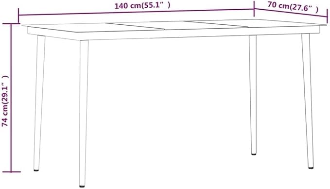 BOWERY HILL Powder-Coated Steel 5-Piece Garden Dining Set, Black Frame with Cream Cushions, Rectangular Glass Tabletop, Weather-Resistant Outdoor Patio Furniture for Gardens, Terraces, and Balconies