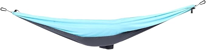 Breathable Hanging Chair Bed, 260x140cm Dual Use Portable Hammock Swing, Garden Hammock with Steel Buckle for Camping Courtyard Corridor Outdoor (Blue Gray)