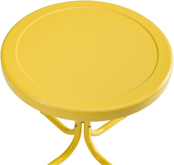 Pemberly Row Modern Metal Patio End Table, Bright Yellow Gloss Finish, 22 in x 22 in x 18.9 in, Sturdy Weatherproof Steel, Powder-Coated Outdoor Porch or Balcony Accent Table