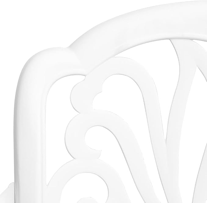 5 Piece Patio Dining Set White Cast Aluminum Outdoor Table and 4 Chairs for Garden Backyard Porch with Umbrella Hole High Backrest 31.5 x 31.5 Inch Weather Resistant Furniture Set