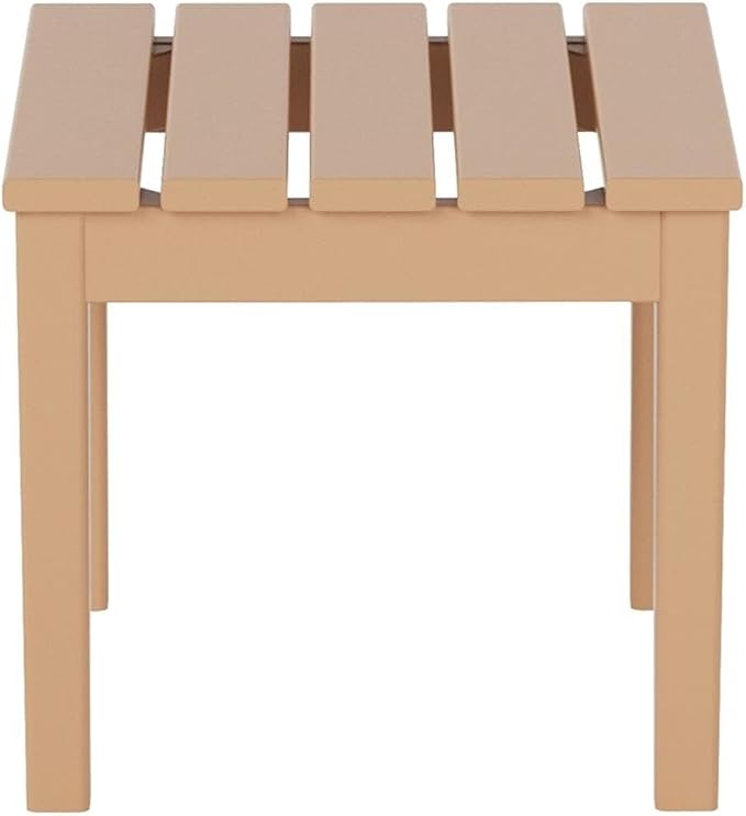 Costaelm Small Outdoor Side Table, Patio End Table Weather Resistant Outdoor Coffee Table, Square Conversation Table for Indoor, Porch, Balcony, Garden, Poolside, Deck, Teak