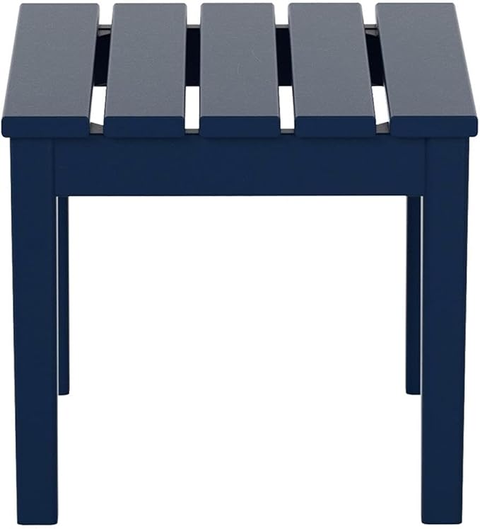 Costaelm Small Outdoor Side Table, Patio End Table Weather Resistant Outdoor Coffee Table, Square Conversation Table for Indoor, Porch, Balcony, Garden, Poolside, Deck, Navy Blue