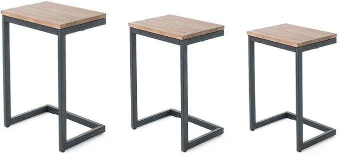 Noble House Caspian Modern Firwood Outdoor C-Shaped Table in Brown Finish