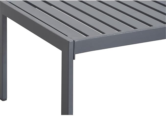 Afuera Living Modern Outdoor Coffee Table, 40 x 23 x 15.75 Inches, Gray Gunmetal Finish, Weather-Resistant Slatted Top, Durable Metal Frame, Contemporary Design for Patio or Backyard Spaces