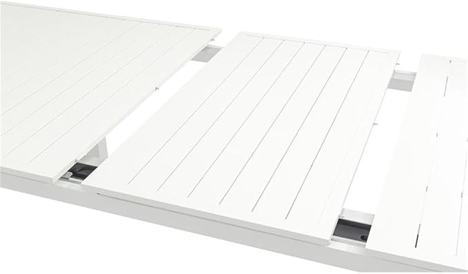 Meridian Furniture 343White-T Maldives Collection Modern | Contemporary Outdoor Patio Extendable Dining Table, White Aluminum Table, 95.5" - 119" W x 43.5" D x 30" H