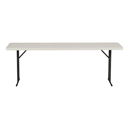 Norwood Commercial Furniture 8' Indoor/Outdoor Folding Training Table, Rectangular Blow-Molded Plastic Folding Training and Event Table, Gray