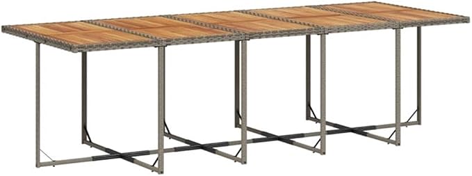 Afuera Living 15 Piece Poly Rattan Patio Dining Set, Gray and Oiled Acacia Wood, Removable Cushions, Weather-Resistant, Foldable and Stackable Chairs, Compact Outdoor Furniture for Garden, Patio,