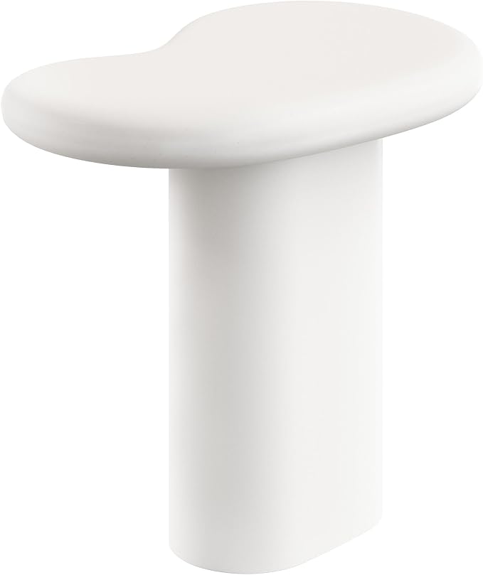 Modway Elowen Side Table in White - Concrete Sculptural Pedestal Accent Table for Indoor and Outdoor Spaces