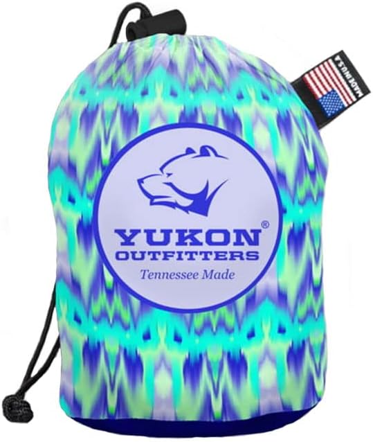 YUKON OUTFITTERS Outdoor 1.5 oz Ripstop Polyester Vista Printed Hammock w/Tree Straps, Aqua Haze