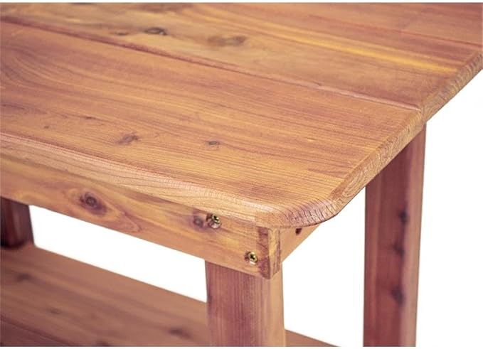 Pemberly Row Traditional Solid Wood Cedar Rectangle Side Table, Brown Finish, Eastern Red Cedar, Oil-Based Sealer, Handcrafted Patio End Table for Outdoor Seating Spaces