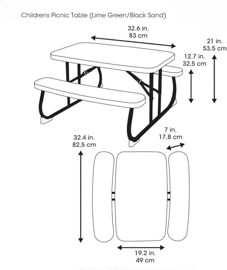 Generic Perfect for Outdoor Fun! The Outdoor Children's Picnic Table is Ideal for Playdates, picnics, and Crafts. (Lime Green), 260225