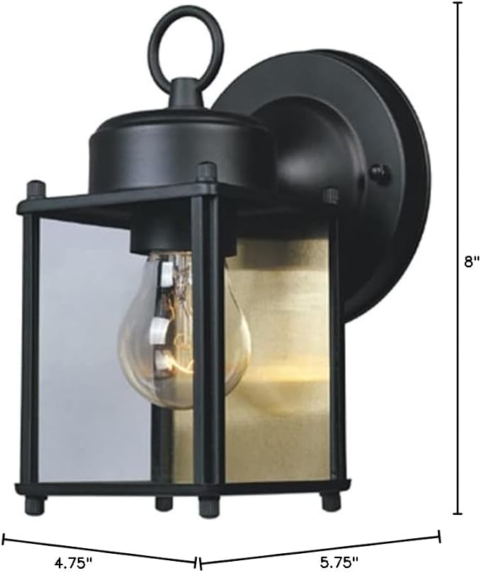 DESIGNERS FOUNTAIN Preston Outdoor Light Fixture, 8 Inch Exterior Wall Lantern Sconce for Front Door, Patio and Porch, Black, 1161-BK (Pack of 6)