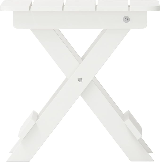 Flash Furniture Halifax Outdoor Folding Side Table, Portable All-Weather HDPE Adirondack Side Table, White