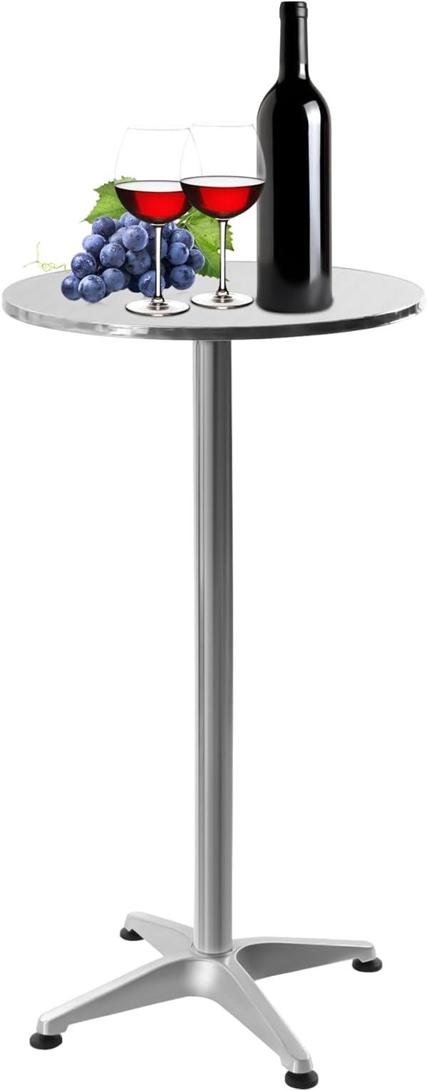 Metal Bar Table Aluminum Patio Tables Indoor-Outdoor Bar Height Table with Round Flip-UpTable H45inch