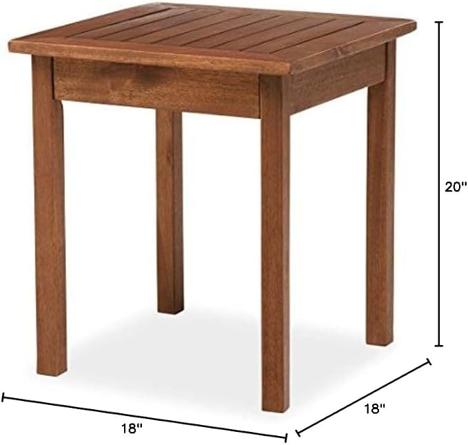 Plow & Hearth Lancaster Outdoor Furniture Eucalyptus Wood Side Table 18 sq. x 20 H Natural