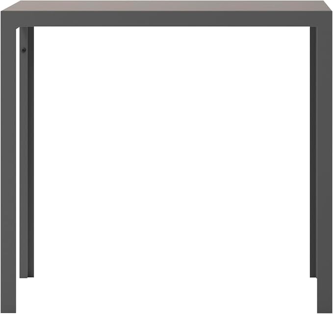 Flash Furniture Finch Commercial Grade Outdoor Dining Table 55" x 31" with Faux Teak Poly Slats and Metal Frame, Gray/Gray