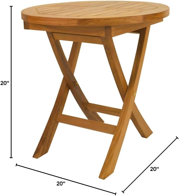 Anderson Teak Bahama Mini Side Round Folding Table, 20"
