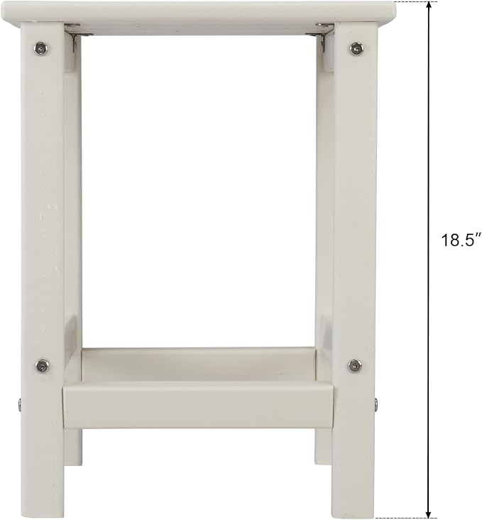 Outdoor Side Table, (HDPE) Wood Square Furniture Small Coffee Side end Table,Double Layer Waterproof Side Table,for Patio, Backyard, Pool,Bedroom, Living Room,Indoor Outdoor (White)