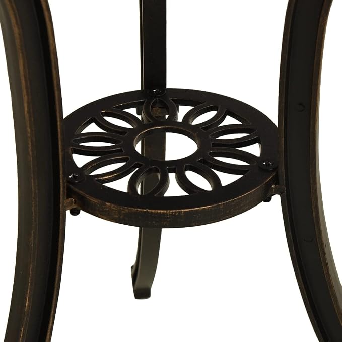 Bronze Cast Aluminum Round Patio Table 24.4x25.6in Small Outdoor Dining Side Furniture for Garden Balcony Camping Deck
