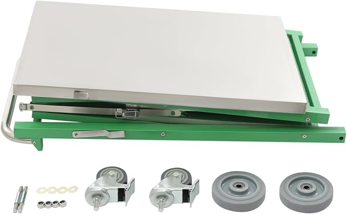 Foldable Outdoor Grill Table with 2 Total Lock Casters, Stainless Steel Pizza Oven Stand, 3 Shelf Folding Kitchen Island, Green, 27.6 x 18.5 (Silver, Green)