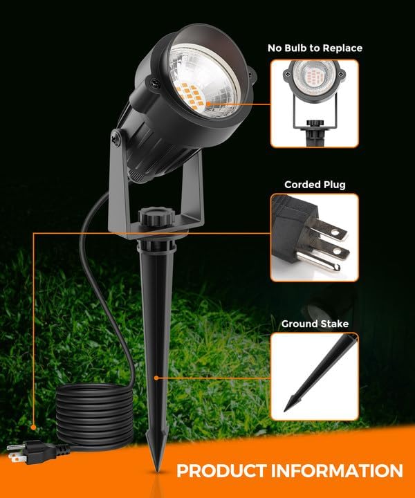 L LOHAS LED Orange and Purple Halloween Outdoor Spotlight 5W 2 Pack | Orange and Purple Halloween Lights with Auto Sensor, Outdoor Spotlights for Holiday, Tree and House Decoration