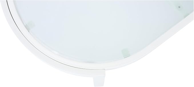 Merax Modern Outdoor Oval Coffee Table with Tempered Glass Top, White Aluminum Frame, Weather-Resistant Patio Center Table for Backyard, Deck & Poolside, White