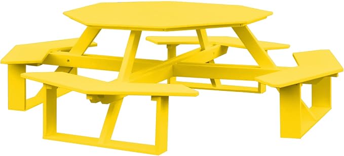 Amish-Made 54" Octagon Yellow Poly Walk-in Picnic Table