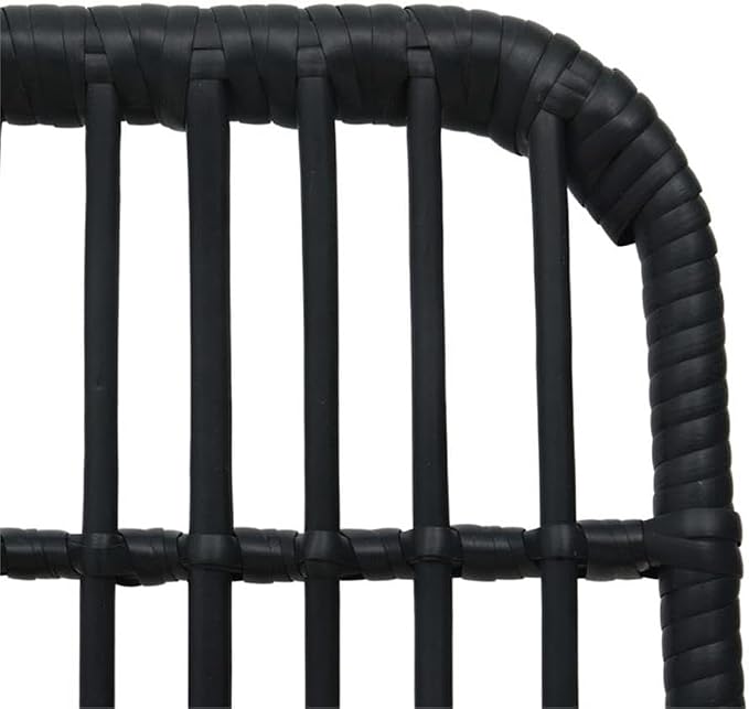 Afuera Living 5-Piece Outdoor Patio Dining Set, Black Poly Rattan, Large Stackable Design, Glass Tabletop, Powder-Coated Steel Frame, Comfortable High-Back Chairs, Weather-Resistant Garden or Deck