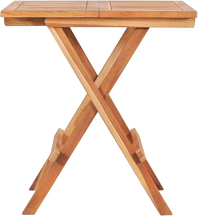 vidaXL Bistro Table, Folding Patio Table, Outdoor Dining Table, Garden Furniture for Front Porch Deck Lawn Backyard Balcony, Farmhouse, Solid Teak Wood