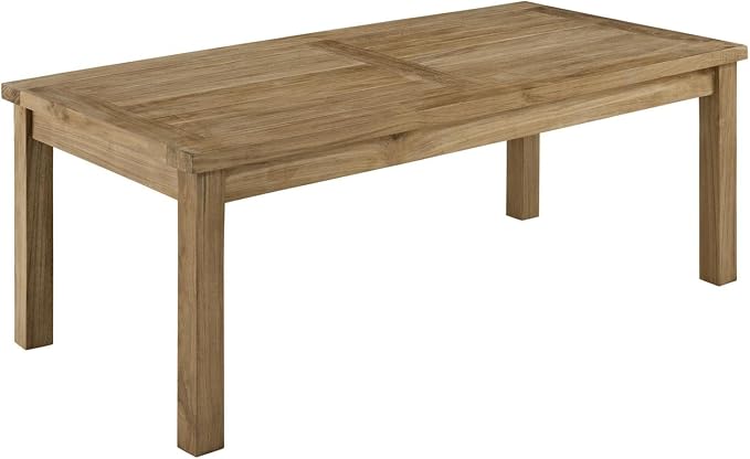 Modway Marina Premium Grade A Teak Wood 8-Piece Outdoor Patio Furniture Set in Natural White