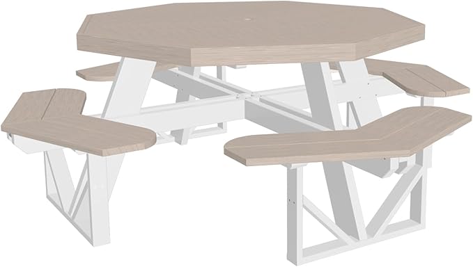 Furniture Barn USA Poly Lumber Octagon Picnic Table, Birch & White