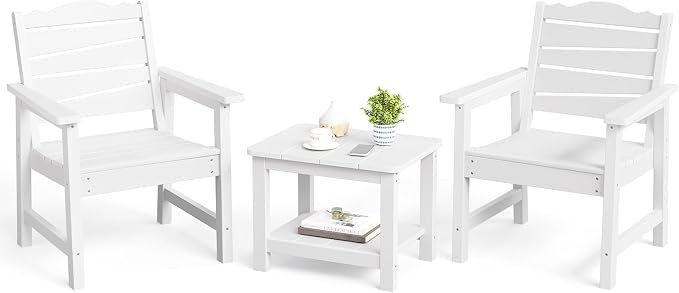 18" Outdoor Side Table, 2-Tier Patio Side Table, Weather Resistant, Easy Assembled, HIPS Adirondack Side Table for Backyard, Pool, Indoor