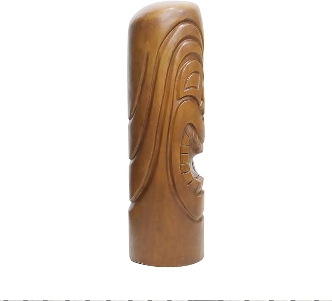 SKYFIRE Outdoor Decorative Statues - 35.8”H The Grande Tiki God Kanaloa Teeth Indoor Ornamental Outdoor Statues for Garden, Patio, Backyard, Lawn, House, Office Decor -Concrete, Wood Tone Finish