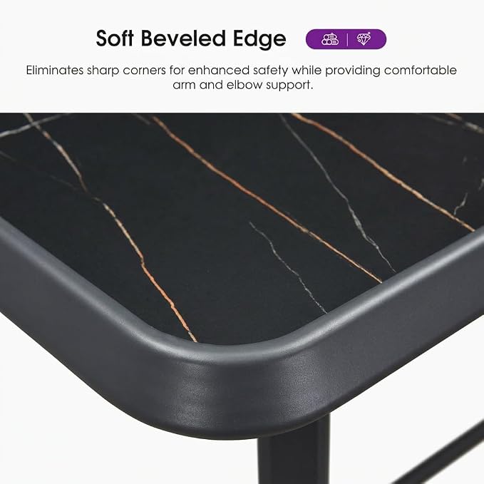 PURPLE LEAF Outdoor Counter Height Bar Table Rectangular Patio Pub Table with Waterproof Tabletop for Balcony Dark Grey