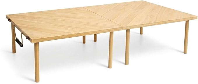 Folding Picnic Table, Pine Wood Festive Gift, 60" x 30", Large Portable Design, for Indoor and Outdoor, Camping, Garden, Party, Beach, Wedding, with Boho Crochet Table Runner