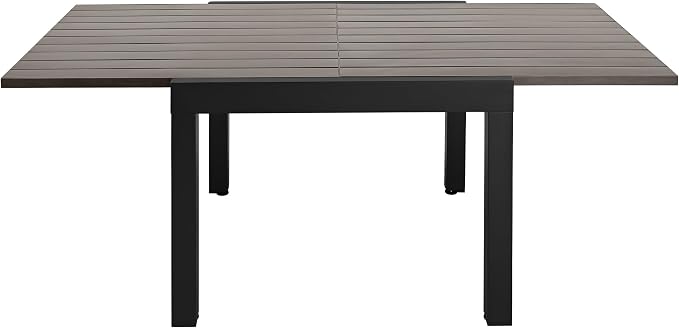 Expandable Patio Dining Table for 4-6 Person, Aluminum Extendable Outdoor Table, 32"-65" Adjustable Patio Table, Square/Rectangular Outdoor Accent Table for Garden, Backyard, Poolside, Gray