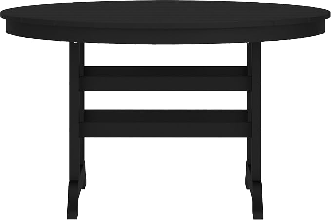 Merrick Lane Leary 48" Round Dining Table for 4 in Black All-Weather Recycled HDPE