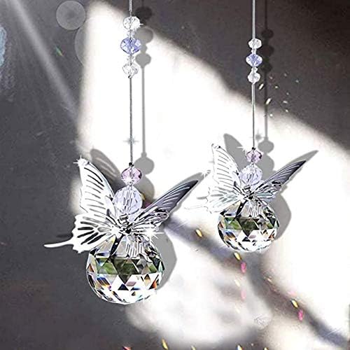 30mm Handmade Crystal Butterfly Prism Suncatcher Rainbow Hanging Decor | Crystal Butterfly Prism Suncatcher Rainbow Maker 30mm Hanging Ornament for Chandelier Lamp Window Garden Home DIY Decor