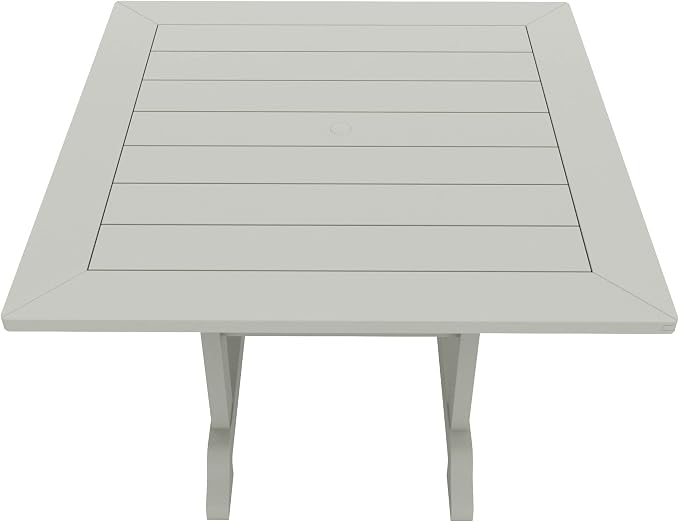 WestinTrends Malibu Outdoor Dining Table, All Weather Poly Lumber Adirondack 43" Trestle Square Patio Table with Umbrella Hole, Sand