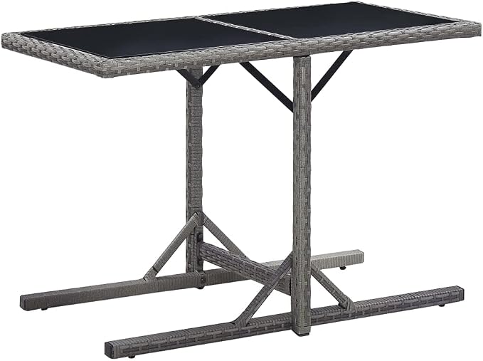 3 Piece Patio Dining Set Gray Outdoor Furniture Set with Glass Table and 2 Chairs with Cushions for Balcony Garden Backyard Porch Lawn Small Spaces